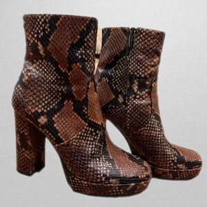 Vince Camuto Brown Snakeskin Heeled Boots
